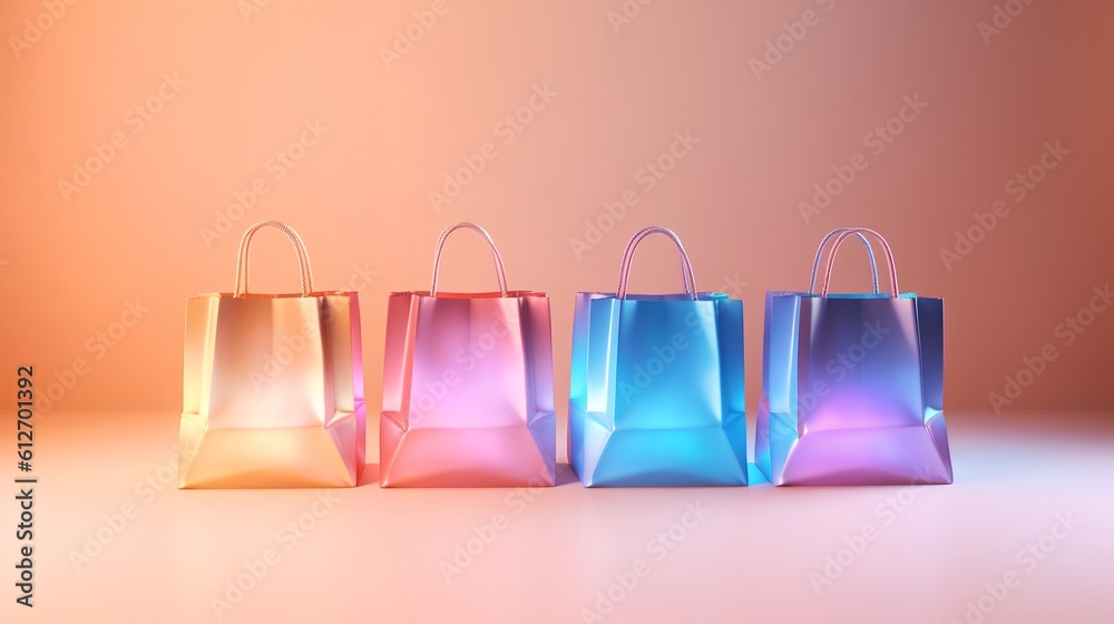 Shopping bags bathed in gradient light. The aesthetic allure of this image, combined with the symbol