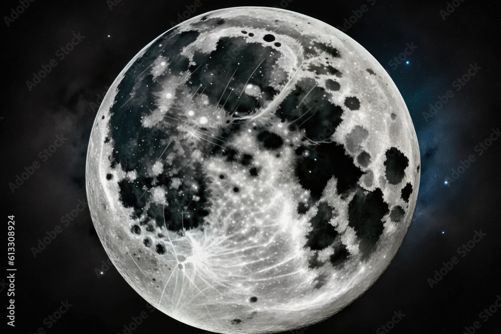 full moon with a starry sky. Generative AI