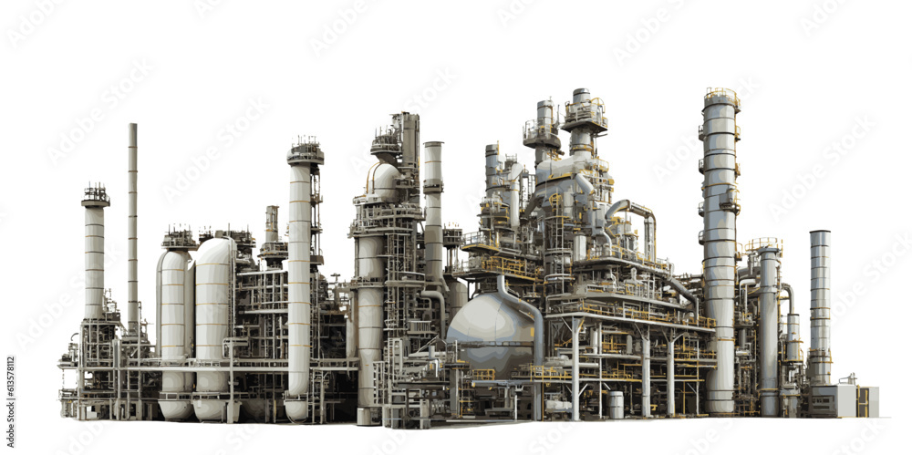 Big industrial factory on white background