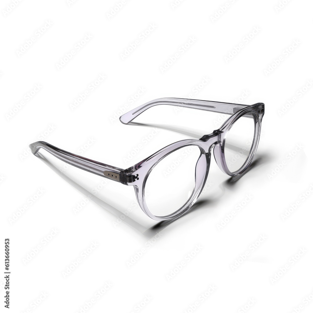 Plastic frame eyeglasses isolated on white background.