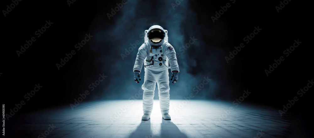 Astronaut in spacesuit floating in space. Space exploration technology. Discovery concept. Generativ