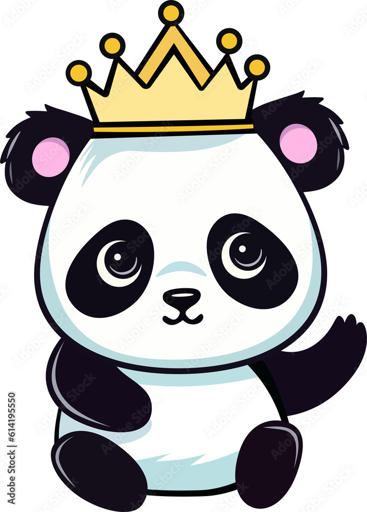 Cute Baby Panda in Crown. Illustration