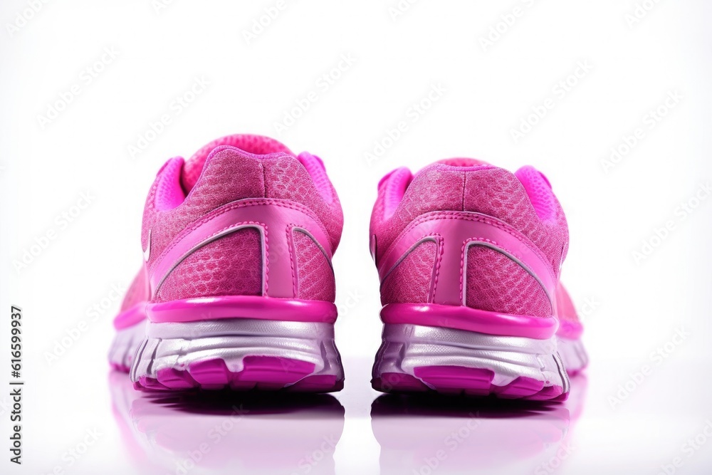 Pink sports shoes on white background. Generative AI