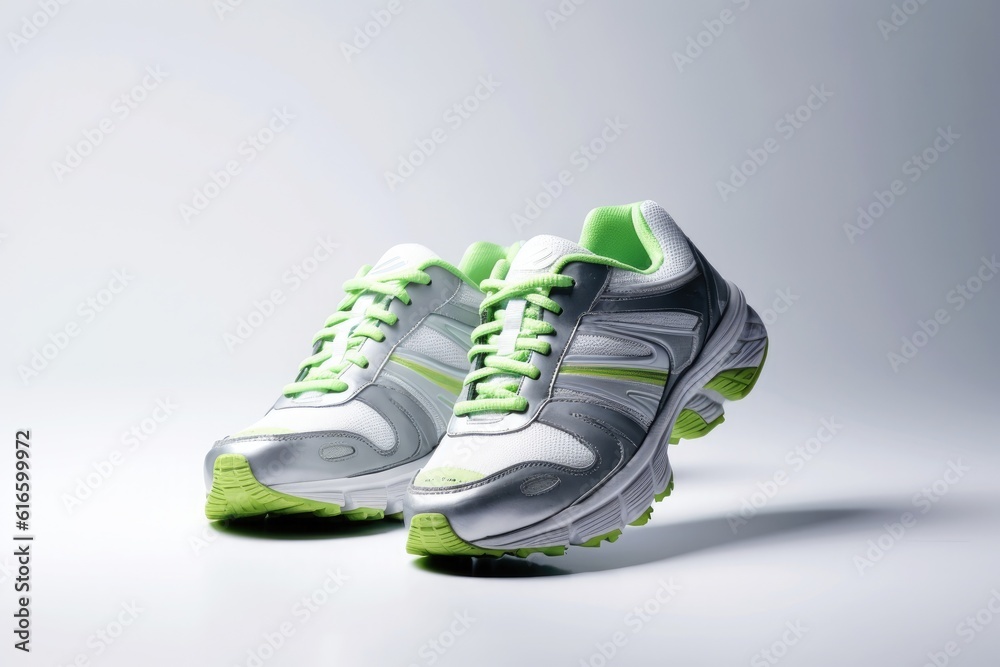 Sports shoes on white background. Generative AI