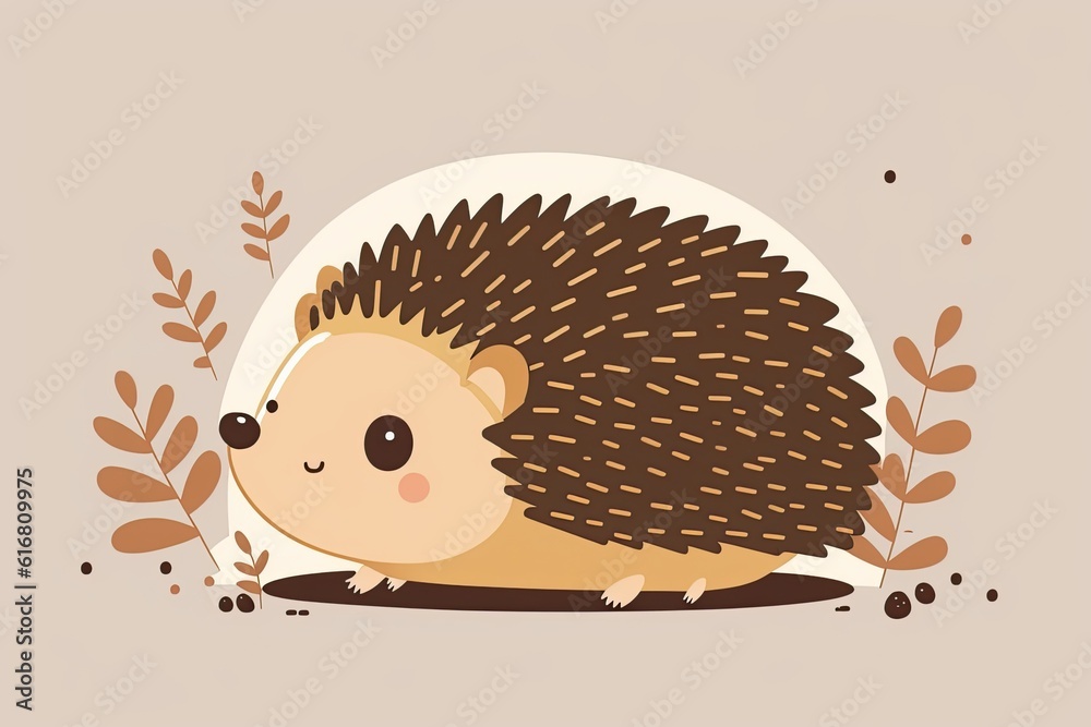 sweet hedgehog resting among autumn leaves. Generative AI