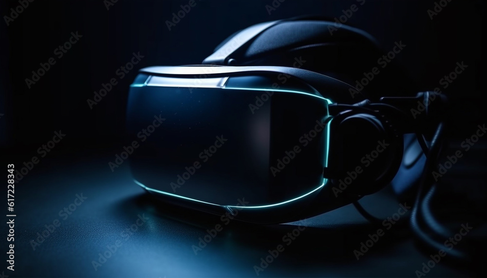 Futuristic virtual reality headset reflects modern innovation in technology generated by AI