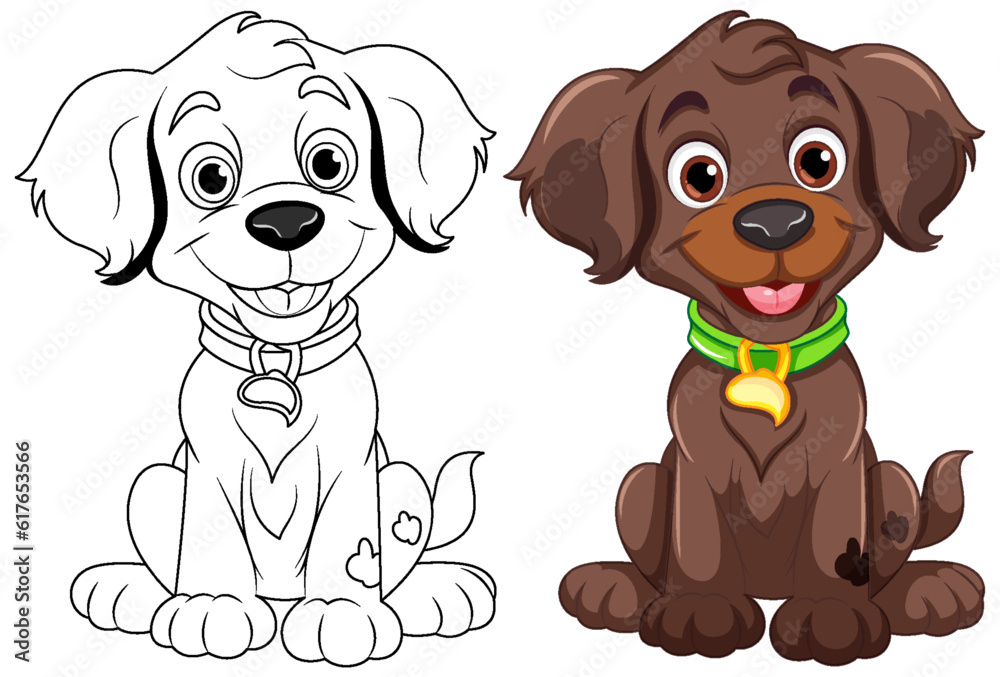 Coloring page outline of cute dog