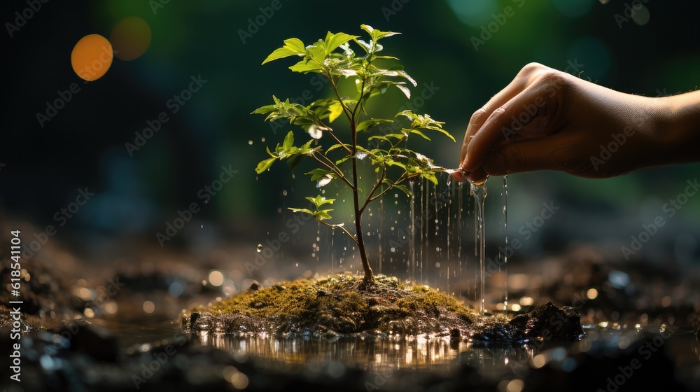 Hand planting trees increases oxygen and helps reduce global warming, Save world save life and Plant
