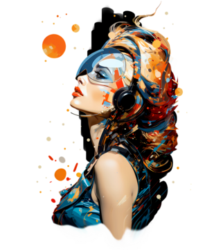 赛博朋克游戏女孩。未来赛博女孩。白色背景上的孤立。时尚插画。用于明信片、T 恤印花、杂志、海报或室内的插画