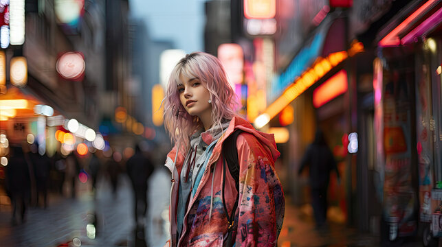 Influencer Downtown Tokyo Medium Shot