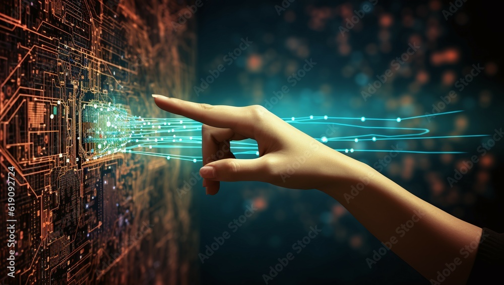 hand interfacing with digital binary