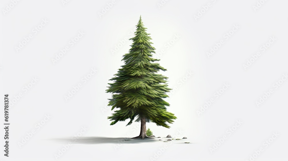 A stately fir tree watercolor illustration - Generative AI.