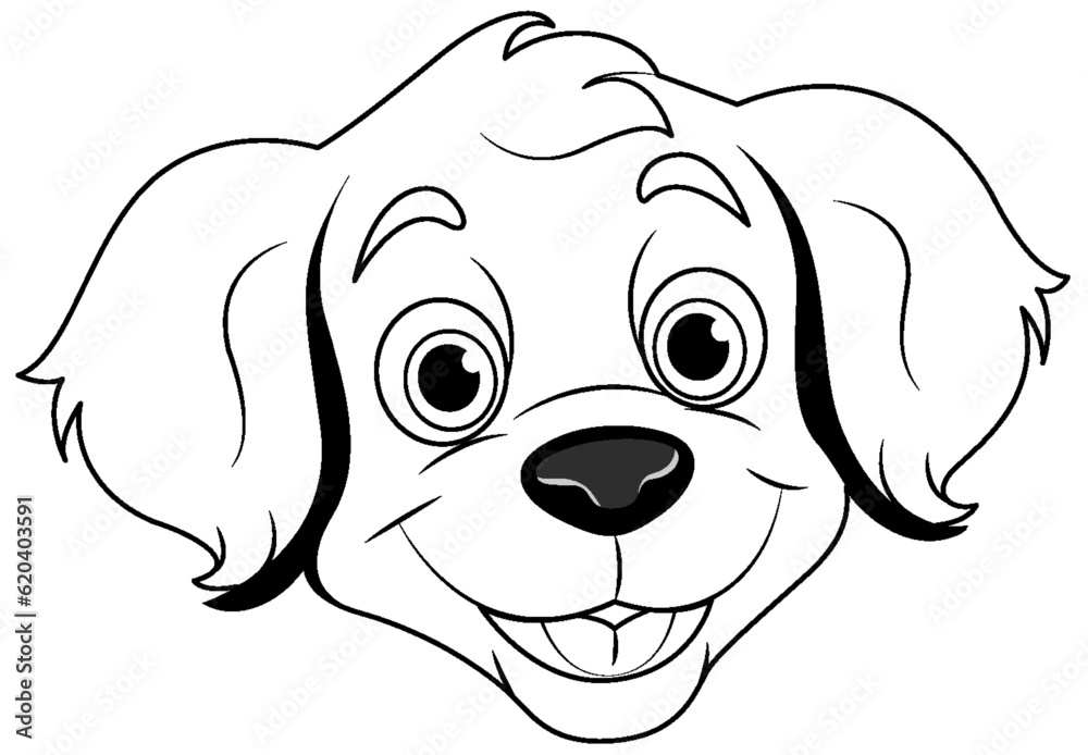 Coloring Page Outline of Cute Dog