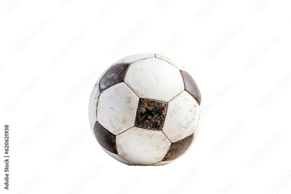 A football is seen alone on a transparent background.