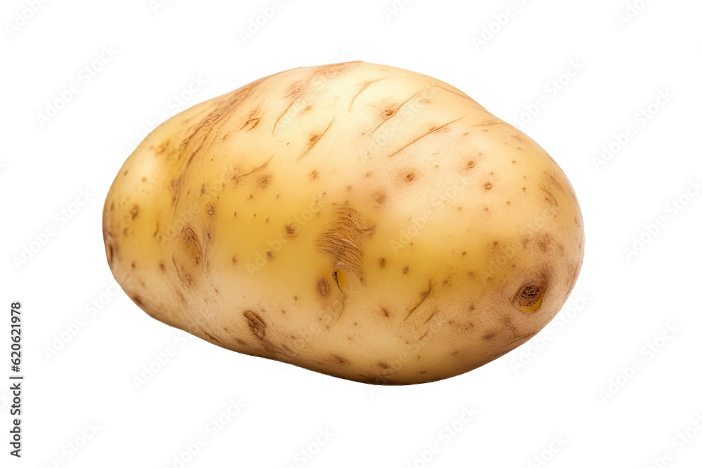Close up image of a fresh potato, completely separate from other objects, with a transparent backgro