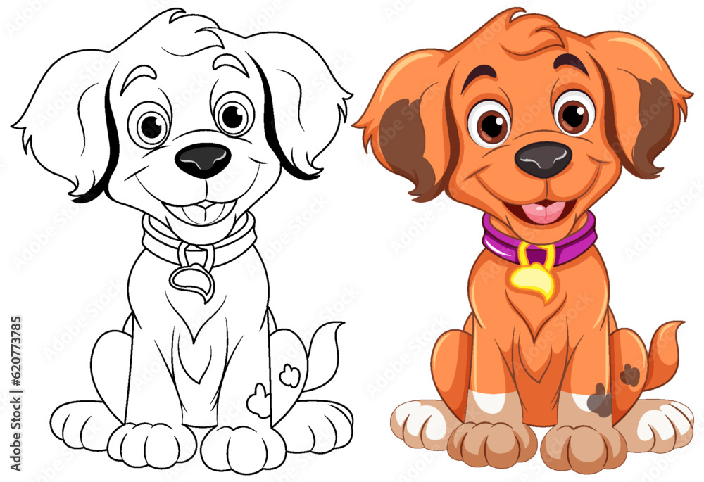 Coloring page outline of cute dog