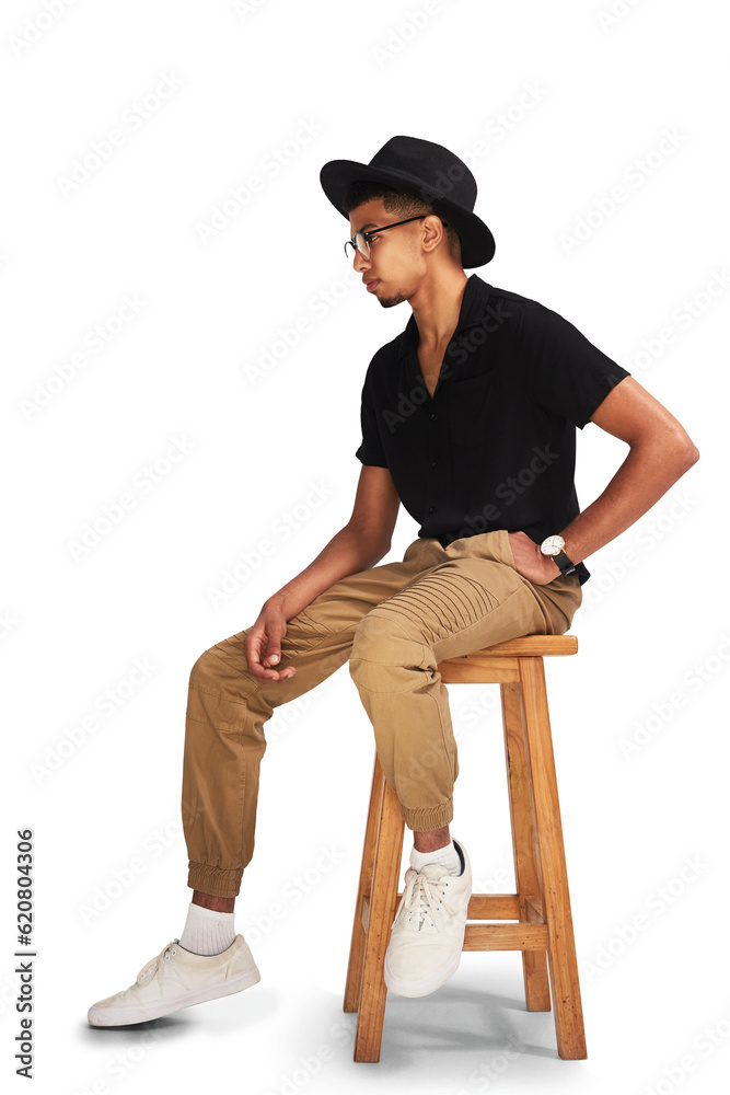 Hipster, man and a vintage hat for fashion or cool college student with glasses on png, transparent 