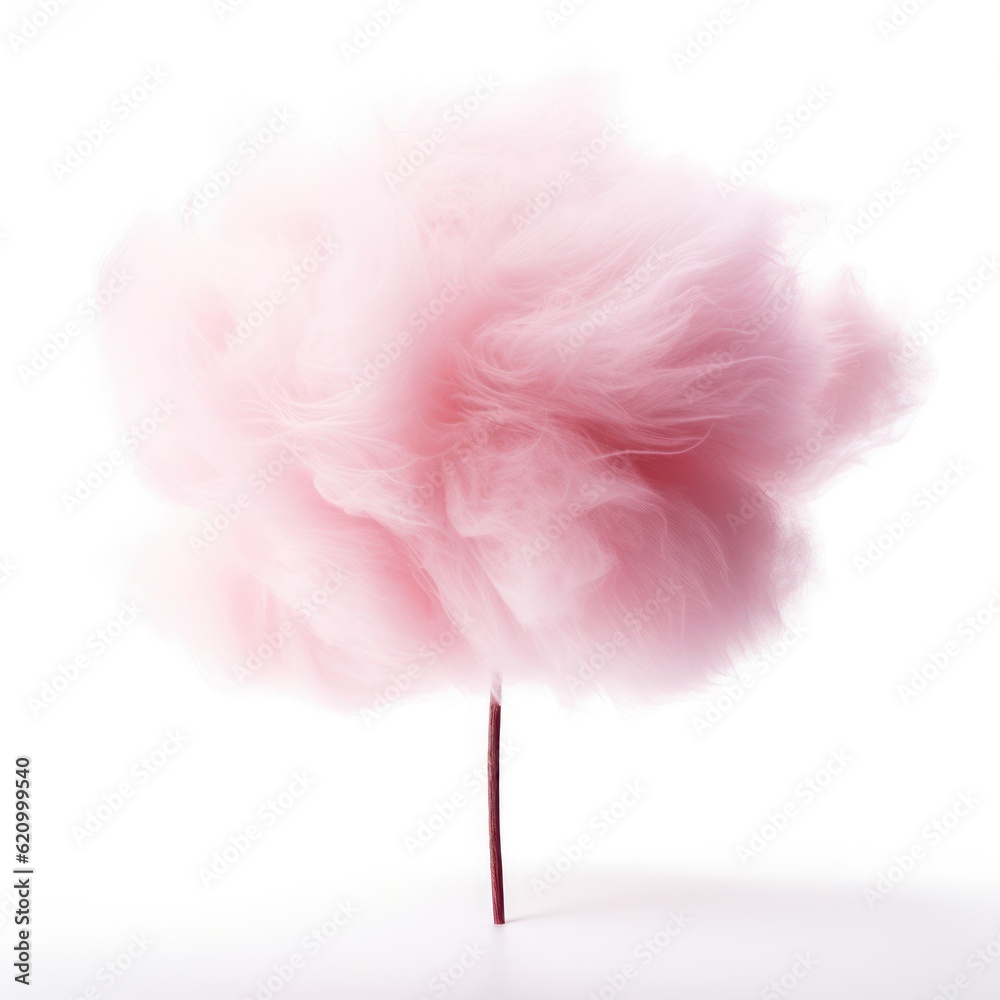 Pink cotton candy isolated. Illustration AI Generative.