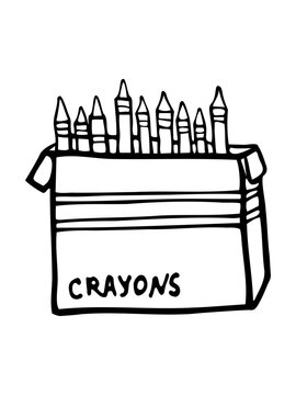 孤立的手绘矢量插图，一盒蜡笔。艺术、绘画、蜡笔。墨水笔。涂鸦。