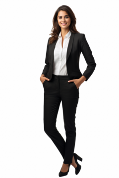 商务女性身着正装在透明背景下被隔离（PNG）