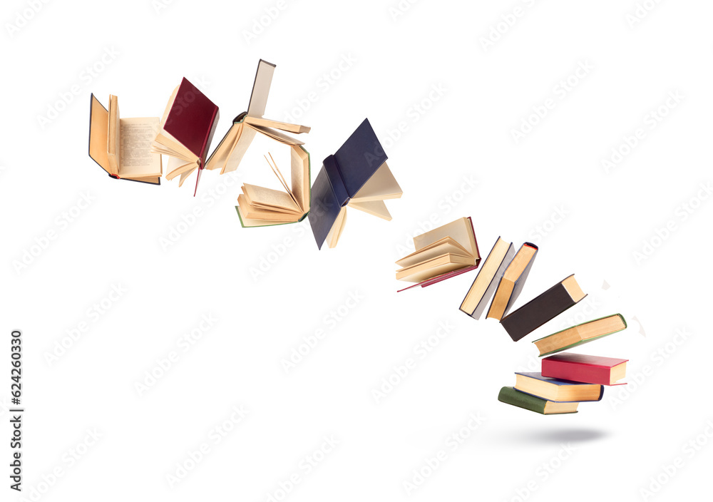 flying books on a white background 4