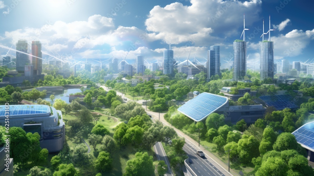 Eco-Urban Oasis: Envisioning Sustainable Development in a Green Cityscape
