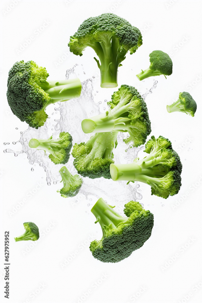 Sliced broccoli isolated on white background stock photo