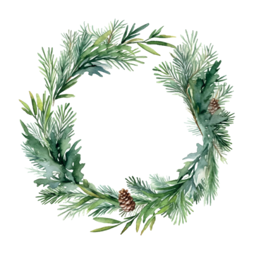 复古圣诞花环水彩画，适用于任何目的的绝佳设计。水彩插图。邀请函设计。邀请横幅设计。矢量框架。