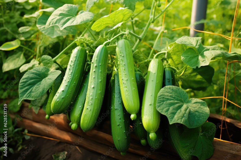 Organic cucumbers cultivation.