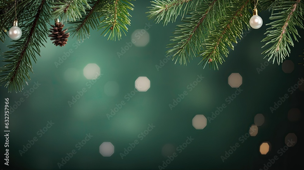 Christmas green background with fir branches