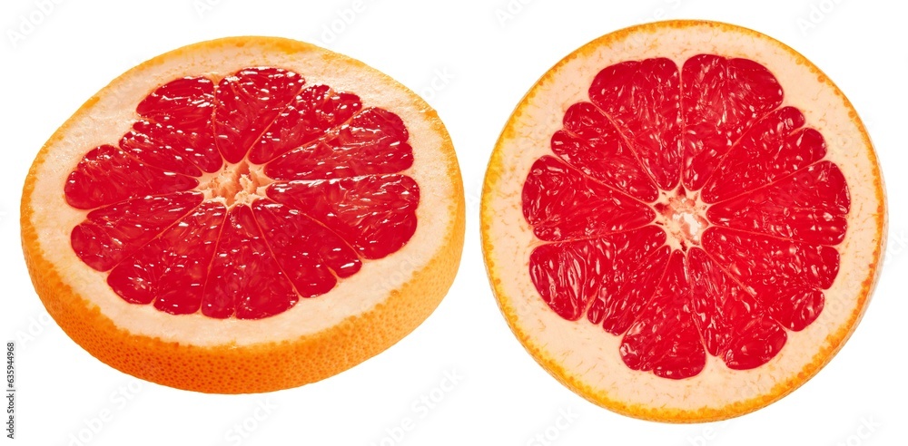 Slice of grapefruit isolated on white background 