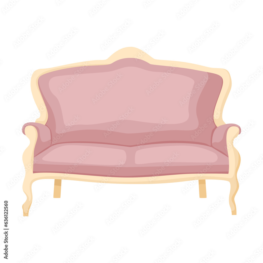 Vintage luxurious furniture vector illustration. Furniture for princess or royal room interior, wide