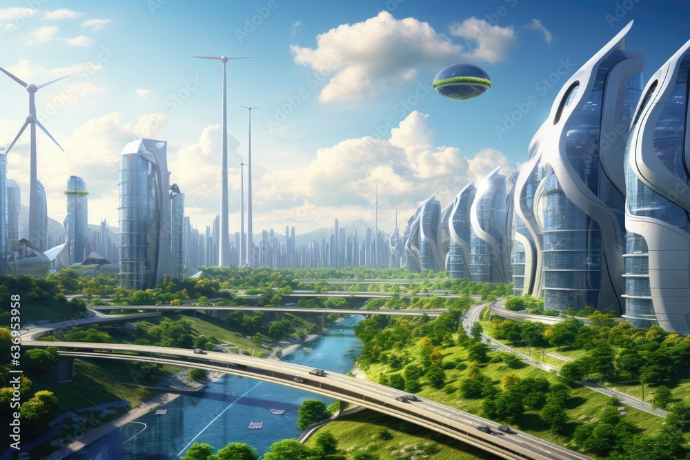 Futuristic environmentally friendly power plant of the future