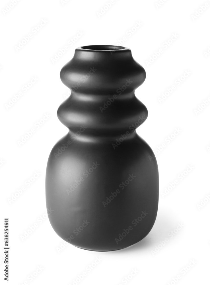 Empty black vase on white background