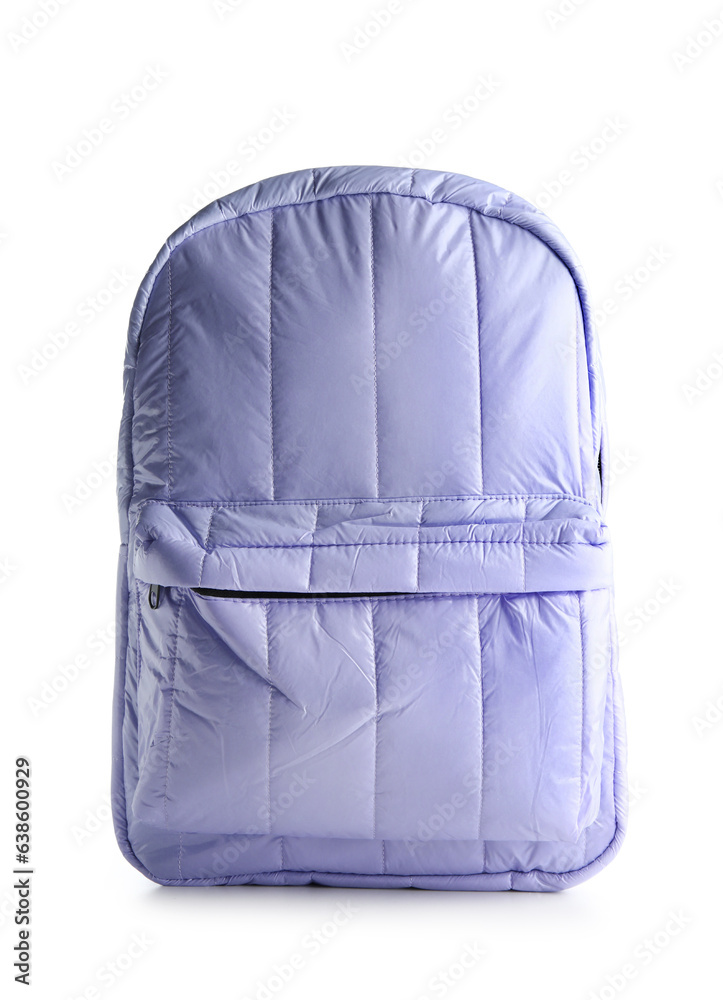 Lilac backpack on white background