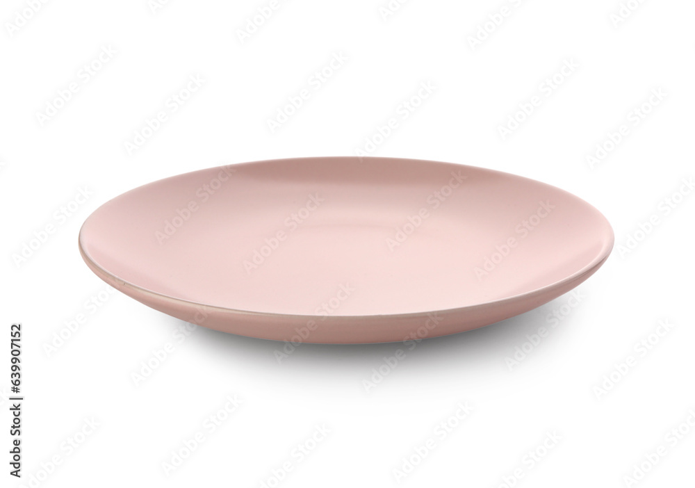 Empty pink plate isolated on white background