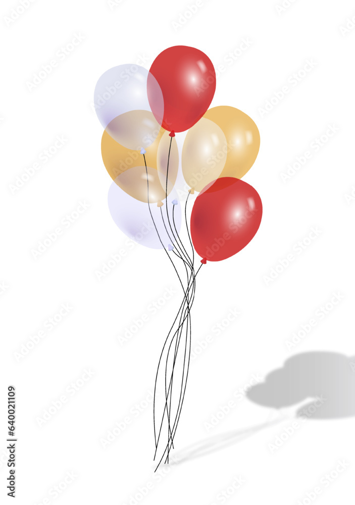 Colorful air balloons for birthday concept. Decor and interior element for holiday or festival. Soci