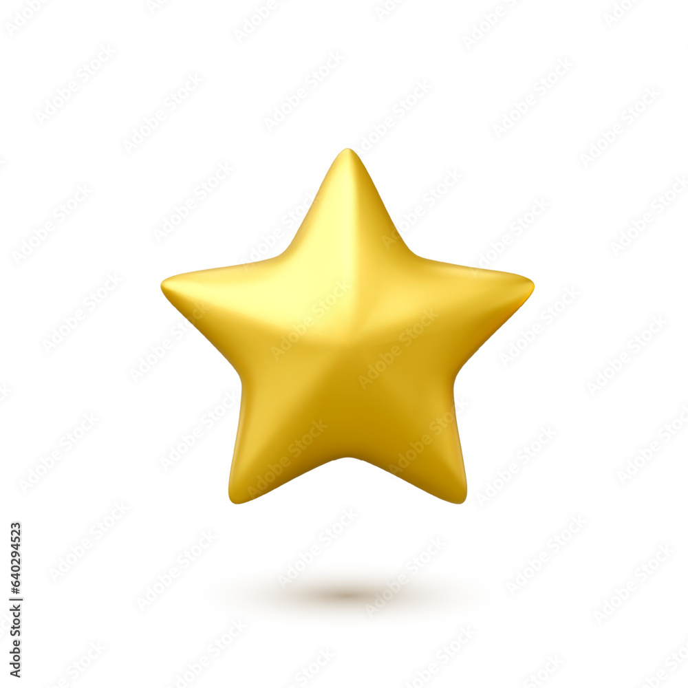 3D gold star icon. Star shape. Design element for app and web. Vector