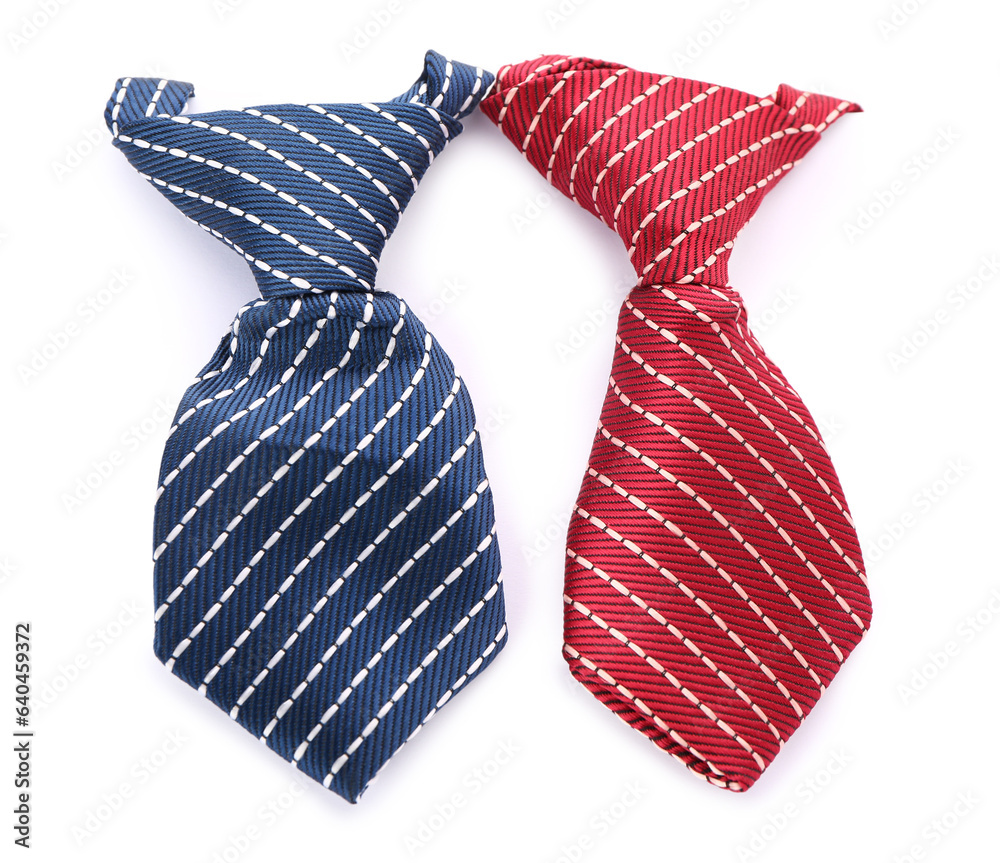 Stylish neckties for pet isolated on white background