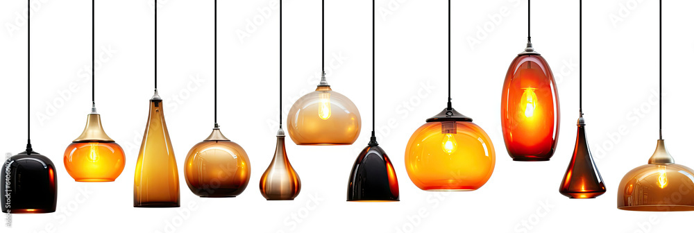 Set of different stylish floor lamps isolated on white background. Idea for interior design. Generat