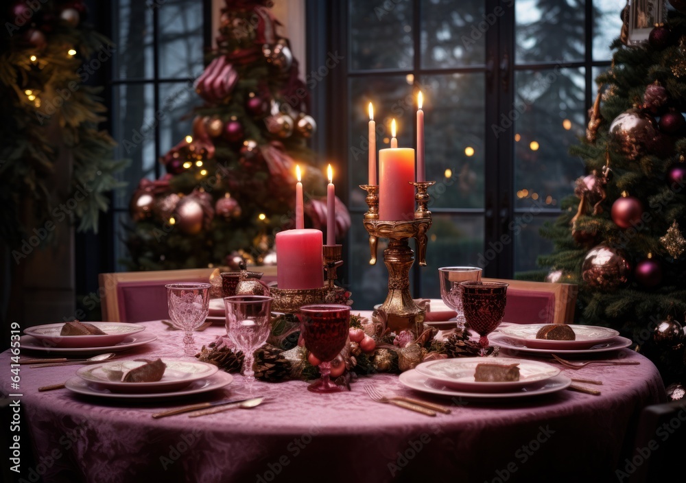 Beautiful Christmas table for holiday dinner