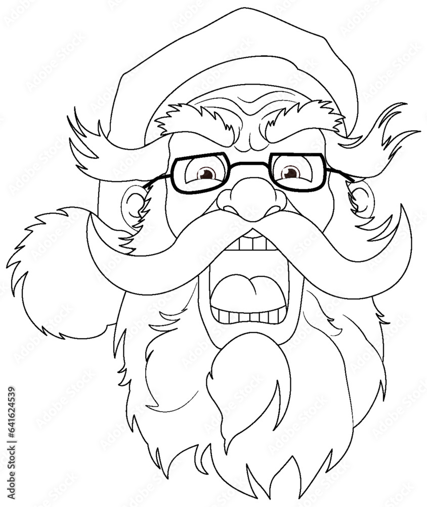 Angry Old Man with Beard and Mustache