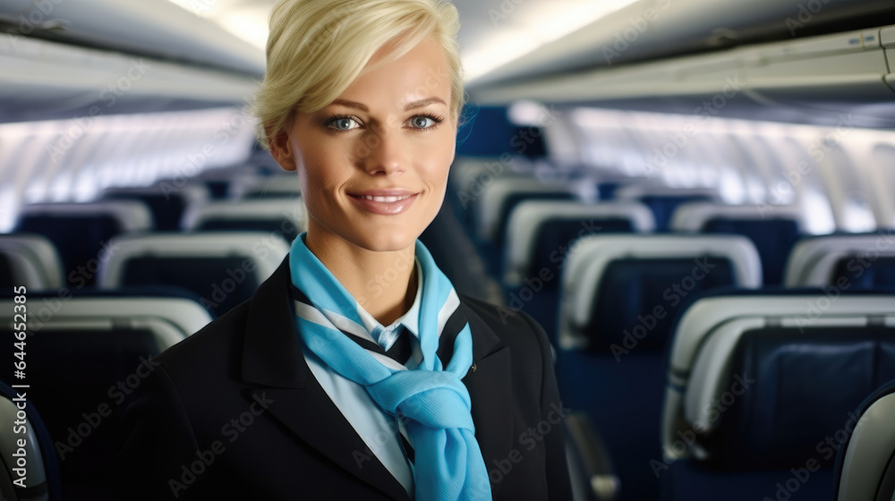 Flight attendant at the Airplane.