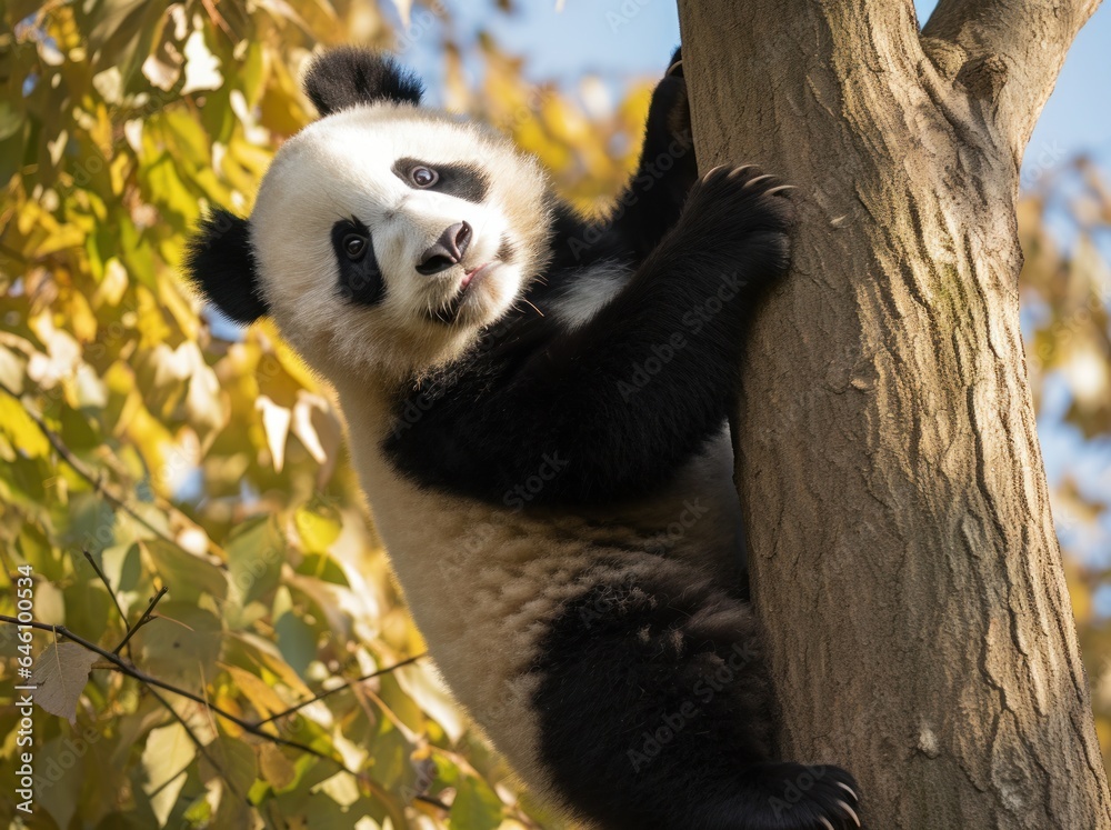 Cute panda on natural background
