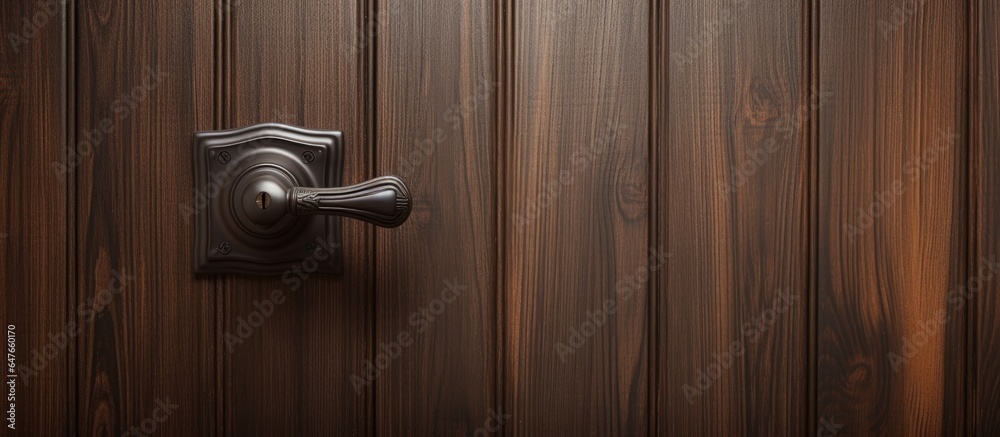 Bolted cream door handle against a wooden backdrop