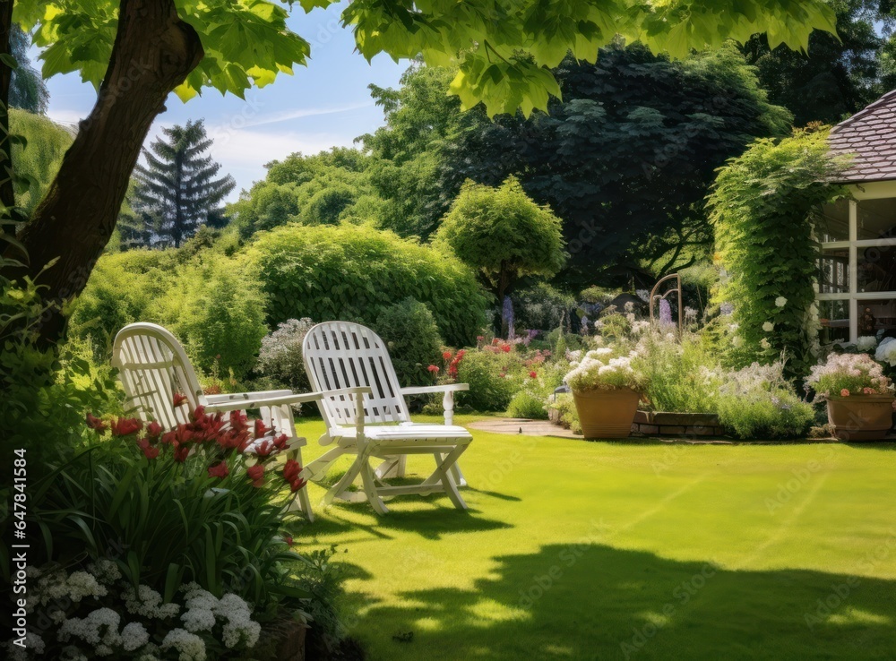 An elegant garden to relax in the summer