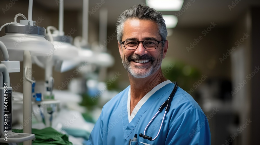 Dentist who specializes in dental implants in clinic.