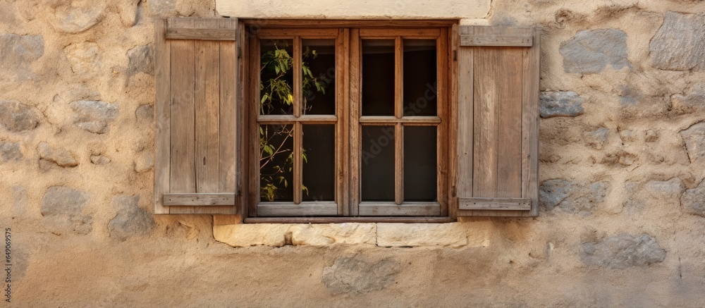 Ancient wall with a wooden window