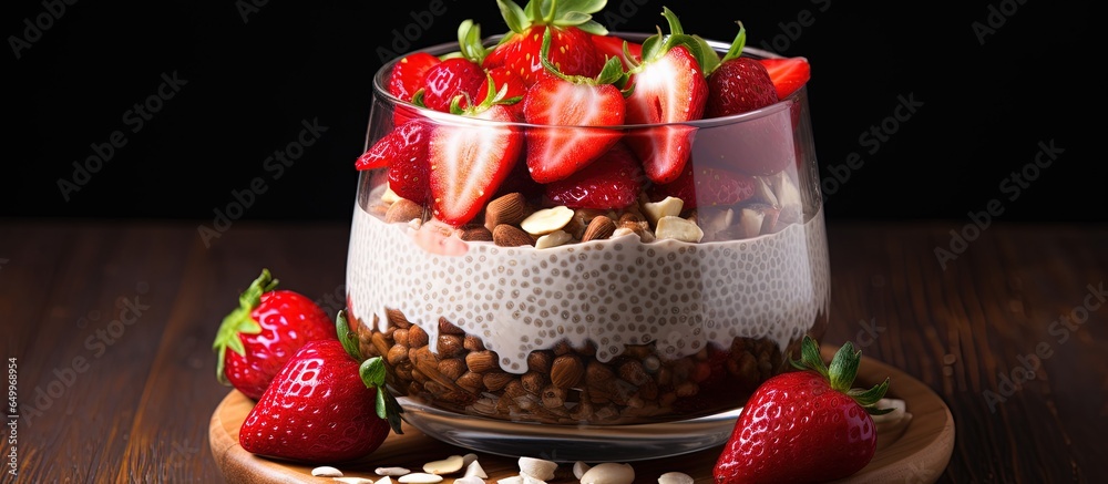 PB strawberry chia pudding nutritious vegan breakfast diet friendly fare