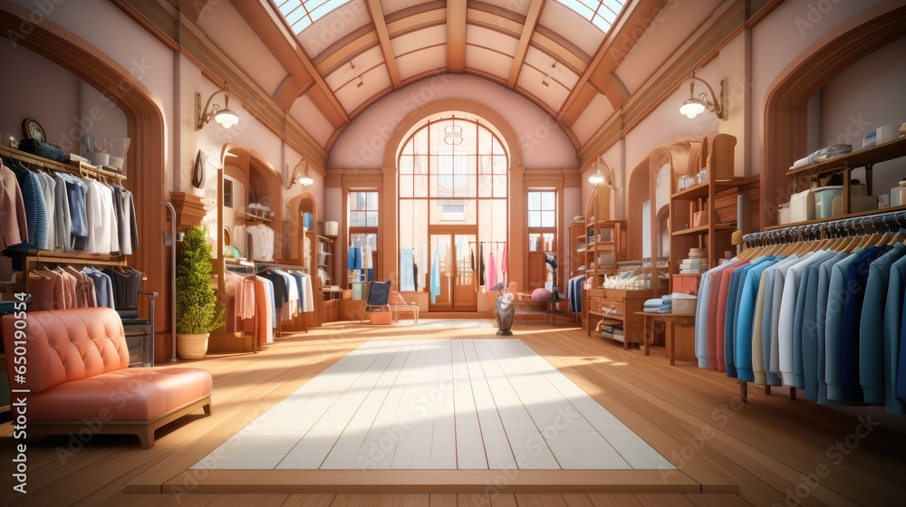 Inside the cloth shop, The overall design is simple.